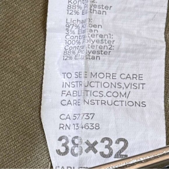 Mens Fabletics Beige Lightweight Khaki Chino Pants W/ Zippered Pockets 38x32 - Picture 8 of 9